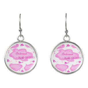 pink clouds pastel stars bridesmaid girly modern earrings