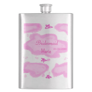 pink clouds pastel stars bridesmaid girly modern flask