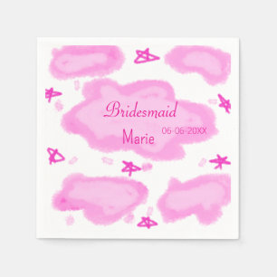 pink clouds pastel stars bridesmaid girly modern napkins