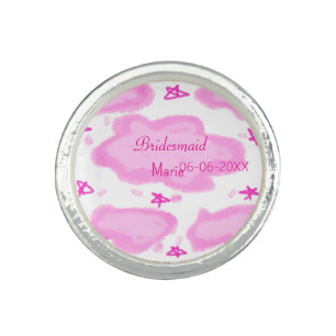  pink clouds pastel stars bridesmaid girly modern  ring