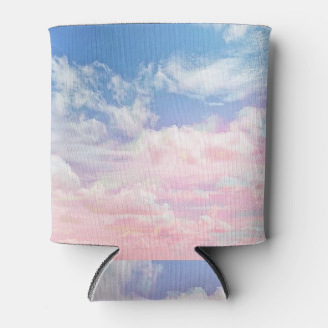 Pink Clouds Watercolor: Gradient Sky. Can Cooler (Front)