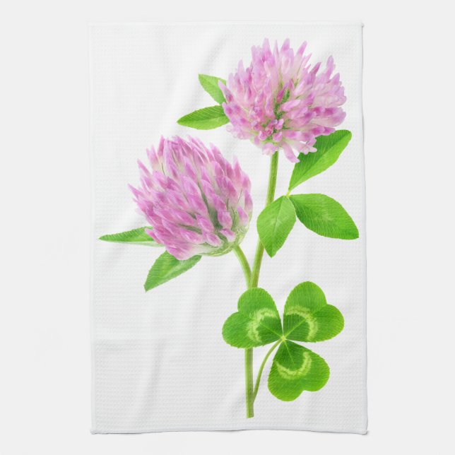 Pink clover kitchen towel (Vertical)