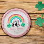 Pink Clover & Rainbow Lucky One First Birthday Paper Plates