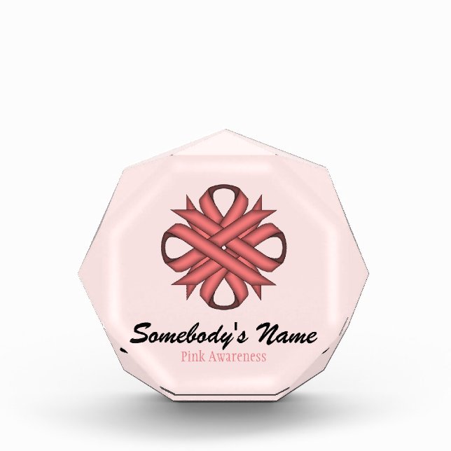 Pink Clover Ribbon by Kenneth Yoncich Acrylic Award (Front)