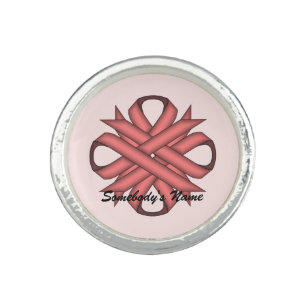 Pink Clover Ribbon by Kenneth Yoncich Ring