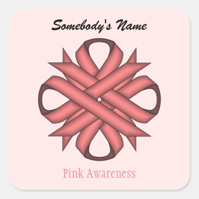 Pink Clover Ribbon by Kenneth Yoncich Square Sticker (Front)