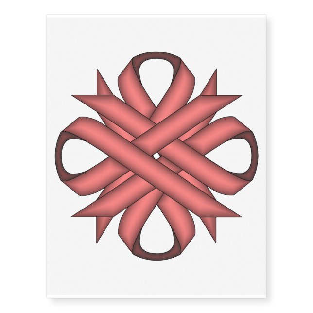 Pink Clover Ribbon by Kenneth Yoncich Temporary Tattoos (Front)