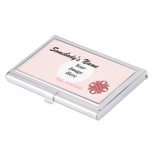 Pink Clover Ribbon Template by Kenneth Yoncich Business Card Holder