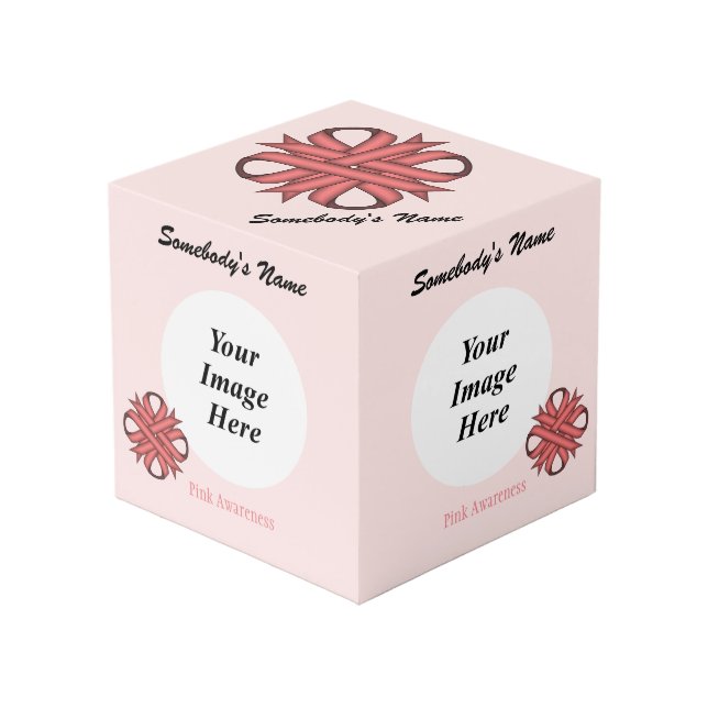 Pink Clover Ribbon Template by Kenneth Yoncich Cube (Front Angled)