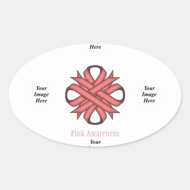 Pink Clover Ribbon Template by Kenneth Yoncich Oval Sticker (Front)