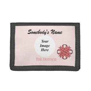 Pink Clover Ribbon Template by Kenneth Yoncich Tri-fold Wallet