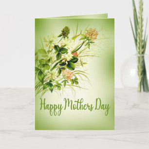 Pink Clover Vintage Happy Mother's Day Card