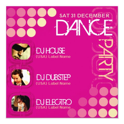 Pink Club DJ Dance Party Photo template Invitation