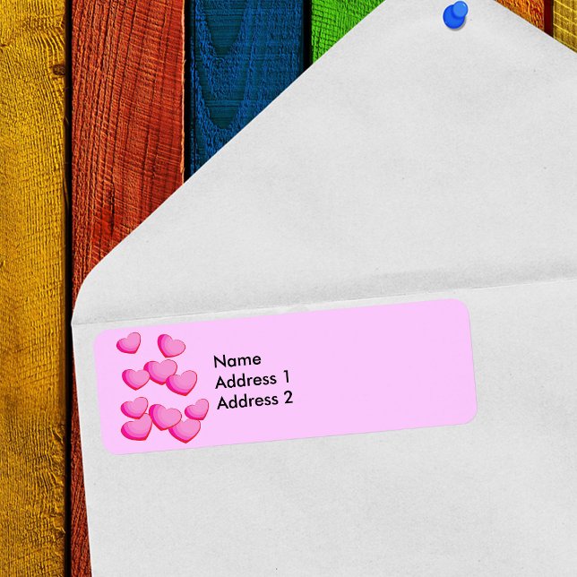 Pink Cluster of Hearts Label (Cluster of pretty bright pink hearts on pin return address labels for Valentines Day.)