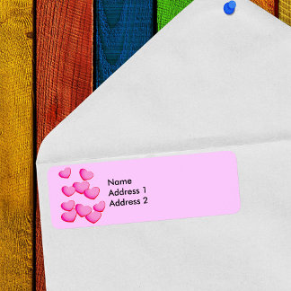 Pink Cluster of Hearts Label