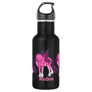 Pink Clydesdale Fantasy Fairy Horse Stainless Steel Water Bottle
