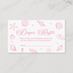 Pink Coastal Baby Shower Diaper Raffle Ticket Enclosure Card