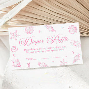 Pink Coastal Baby Shower Diaper Raffle Ticket Enclosure Card