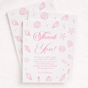 Pink Coastal Baby Shower Girl Thank You Card