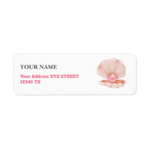 Pink Coastal Chic Seashell Label
