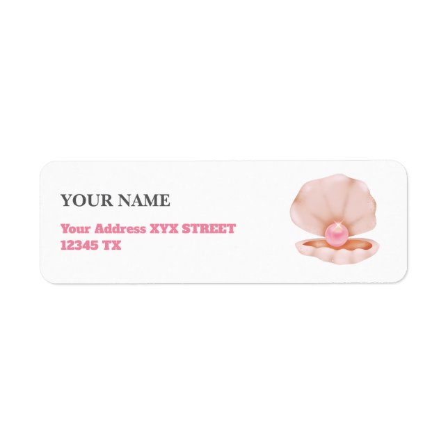 Pink Coastal Chic Seashell Label (Front)
