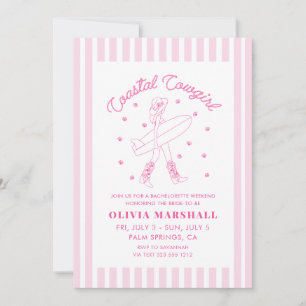 Pink Coastal Cowgirl Bachelorette Weekend Invitation