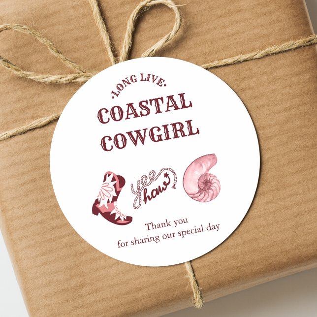 pink coastal cowgirl classic round sticker (Creator Uploaded)