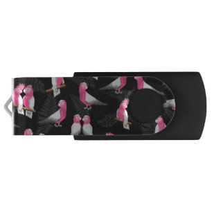 Pink cockatoos bird pattern flash drive