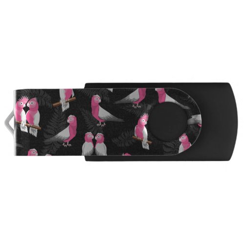 Pink cockatoos bird pattern flash drive