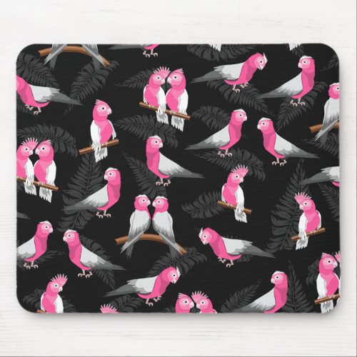 Pink cockatoos bird pattern mouse pad