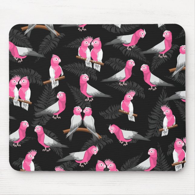 Pink cockatoos bird pattern mouse pad (Front)