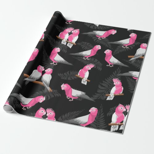 Pink cockatoos bird pattern wrapping paper