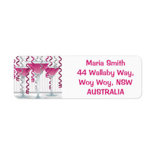 Pink cocktail and ribbon label