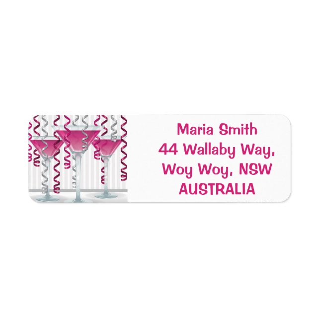 Pink cocktail and ribbon label (Front)