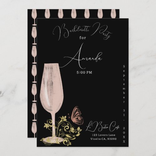 Pink Cocktail Bachelorette Party Invitation