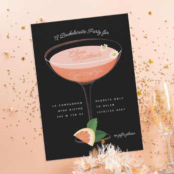 Pink Cocktail Bachelorette Party Invitation by beckynimoy at Zazzle