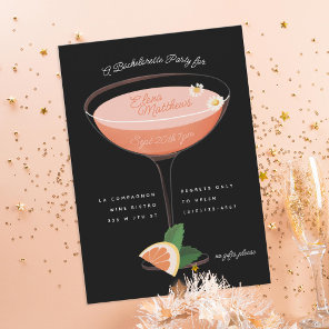 Pink Cocktail Bachelorette Party Invitation