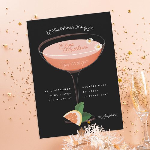Pink Cocktail Bachelorette Party Invitation