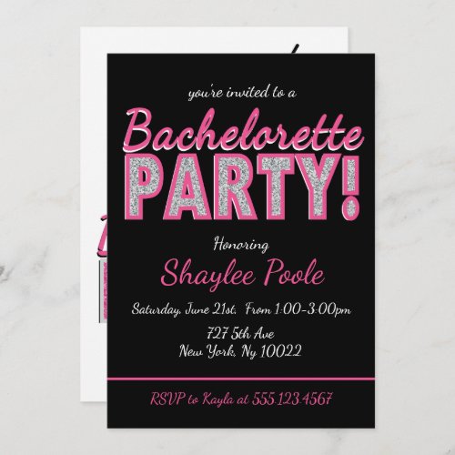 Pink Cocktail Bachelorette Party Invitations