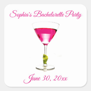 Pink Cocktail Bachelorette Party Square Sticker