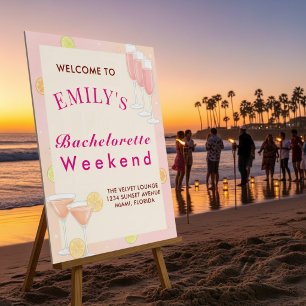 Pink Cocktail Bachelorette Party Welcome Sign