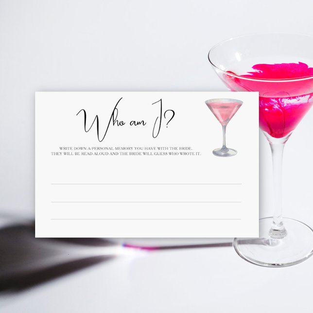 Pink cocktail Bridal shower Who am I game Stationery (Creator Uploaded)