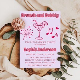 Pink Cocktail Brunch and Bubbly Bridal Shower Invitation