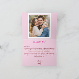 Pink Cocktail & Champagne Bachelorette Photo Letterpress Thank You Card