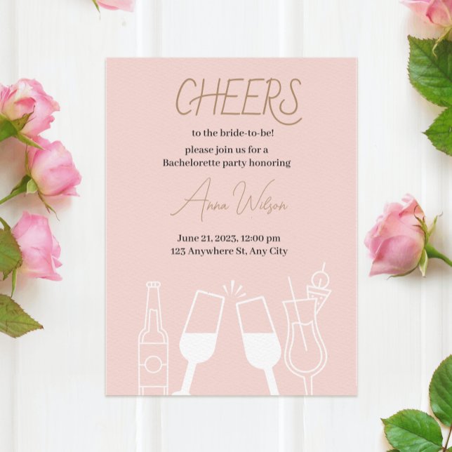 Pink Cocktail Drinks Illustrated Bridal Shower Invitation (Pink Cocktail Drinks Illustrated Bridal Shower Invitation
)