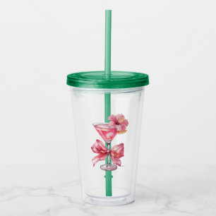Pink Cocktail Fl Acrylic Tumbler