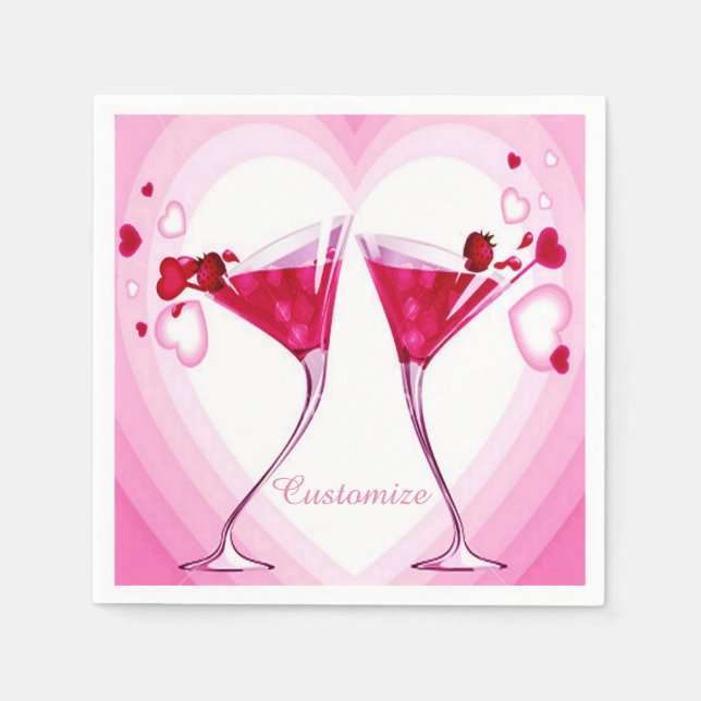 Pink Cocktail Glasses Napkins (Front)