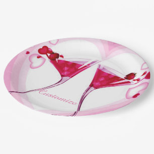Pink Cocktail Glasses Paper Plates