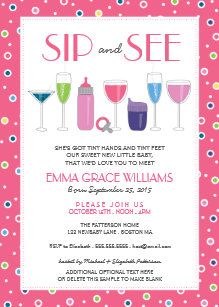 girl sip and see invitations zazzle