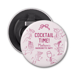Pink Cocktail Party Bachelorette Envelope Favor Bottle Opener